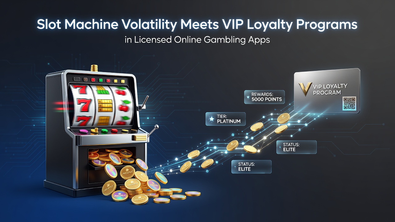 Afbeelding van een digitale slotmachine met VIP-loyaliteitsniveaus en beloningen in een vergunde Nederlandse gokapp