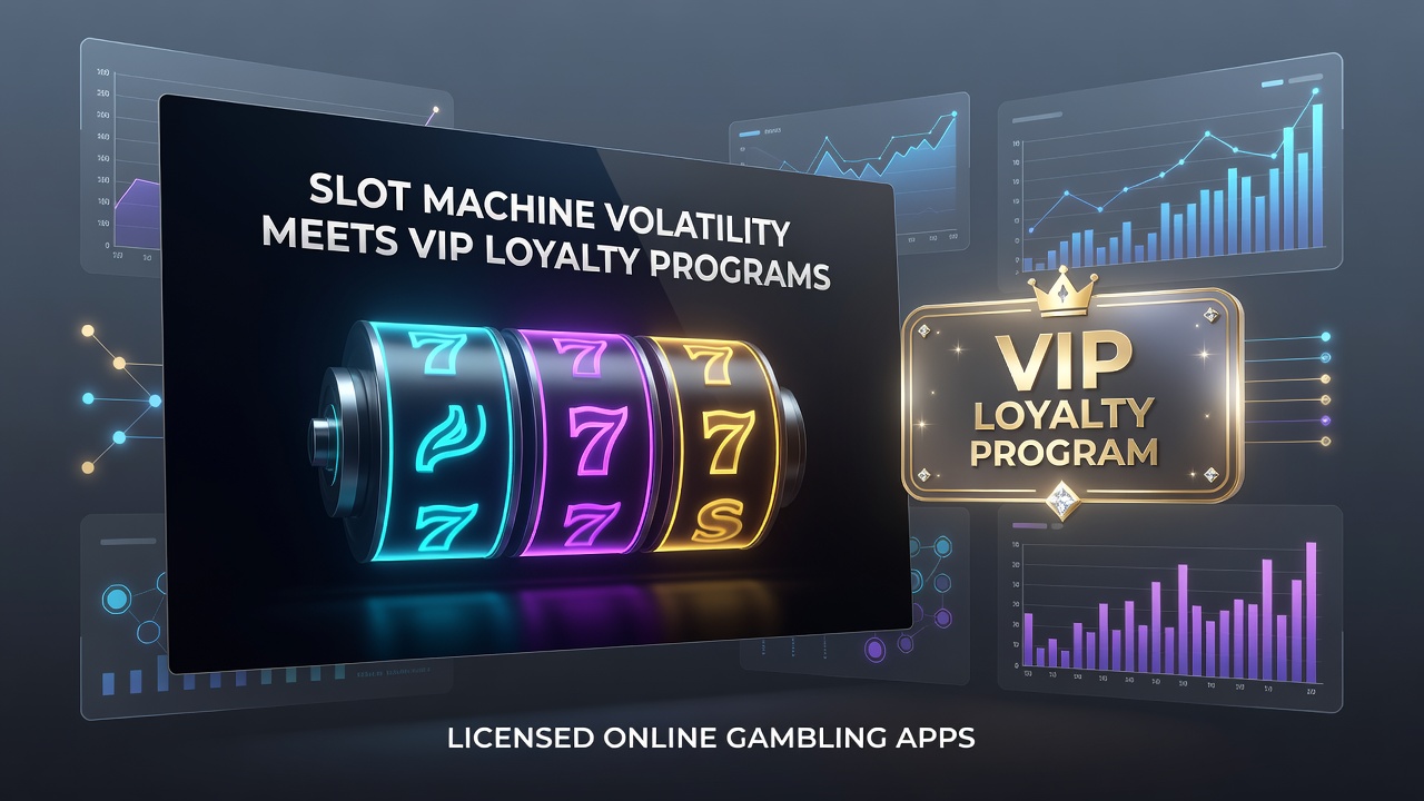 Illustratie van VIP-loyaliteitsniveaus gecombineerd met verschillende slotvolatiliteit in een mobiele gokapp-interface