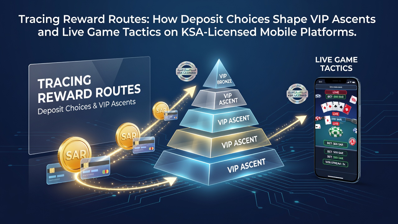 Mobiele casino app interface met VIP beloningen en stortingsopties op KSA-gelicentieerd platform